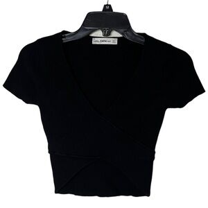 Zara Knit Viscose Blend V Neck Crop Top